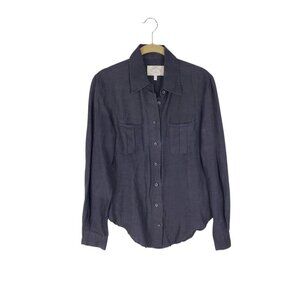 Armani Jeans Button Up Top Black Hemp Cotton Long Sleeve Vtg Womens Size 8